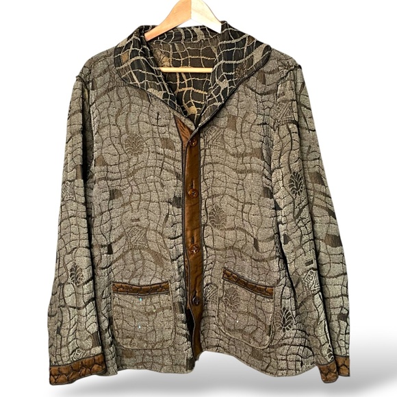 YAK MAGIK Boho Reversible Button Front Jacket LARGE - Picture 4 of 11